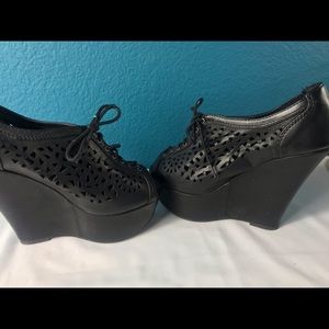 Black Platform Wedges